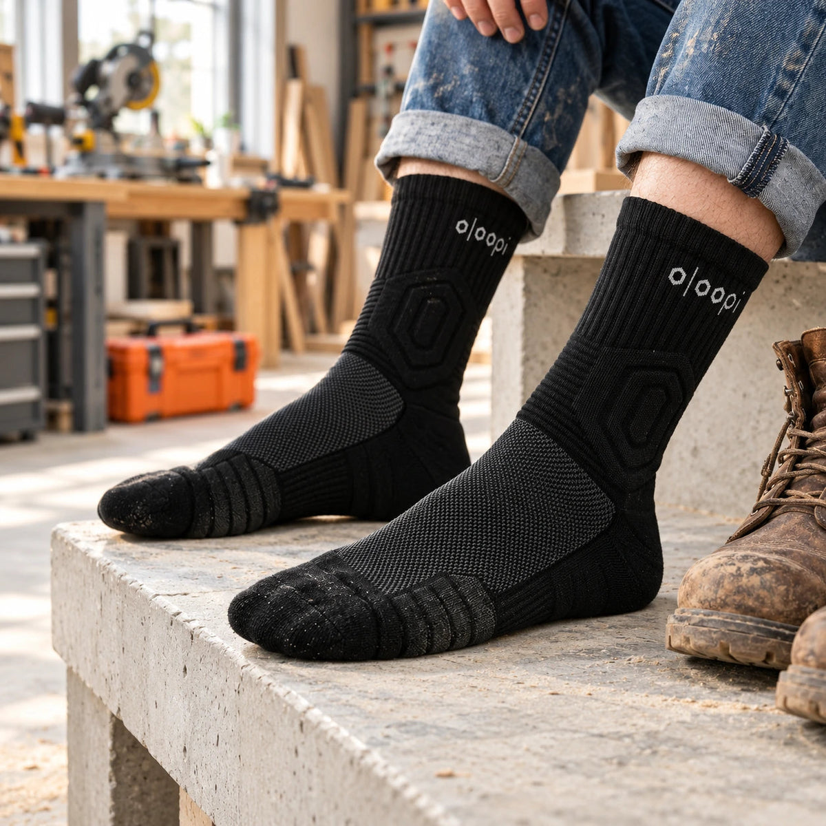 Workday setting — black work socks